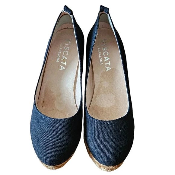 Viscata Barcelona Handmade Roses Espadrille Canvas Jute Wedges Black Size EU 40. - Picture 7 of 16